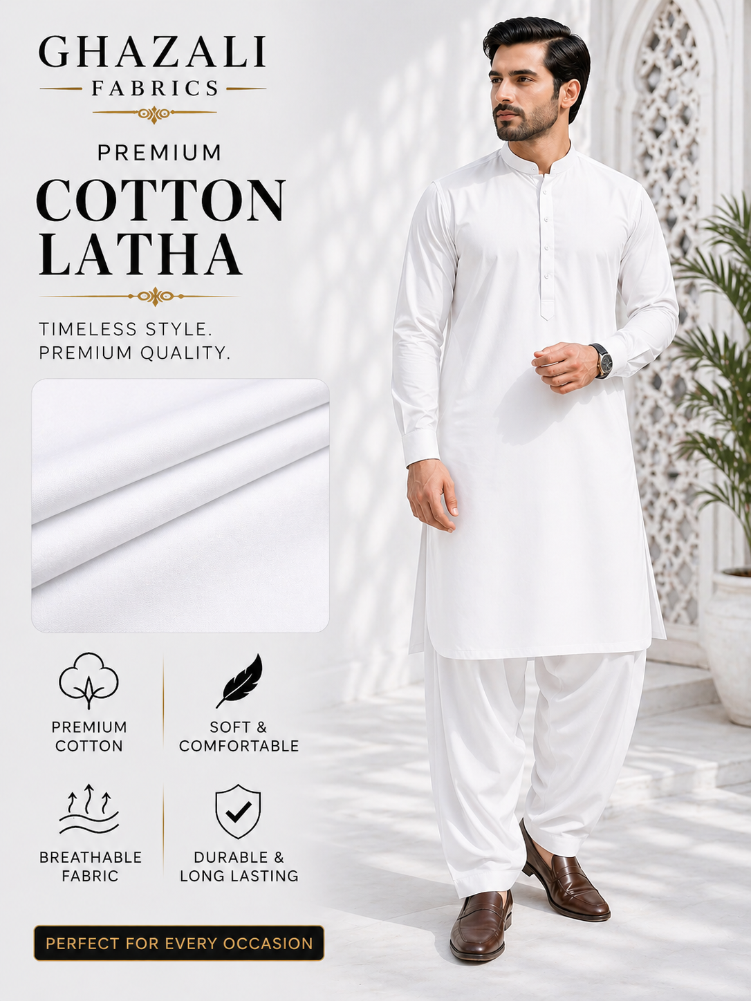 Chancellor Kalaf Cotton Latha, Gold Leaf Silver Finish. Special Edition