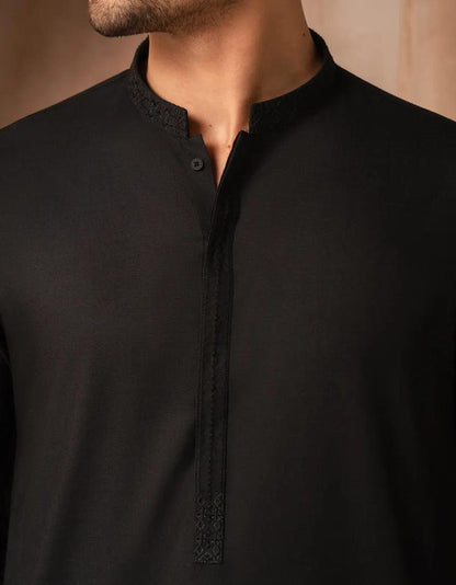 Jet Black Men's Shalwar Kameez – Elegant Traditional Wear