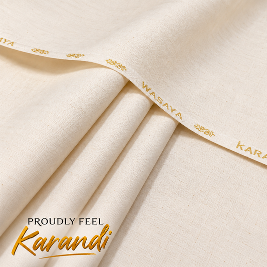 ALLA WASYA Premium Karandi - OFF WHITE - CREAM COLOR