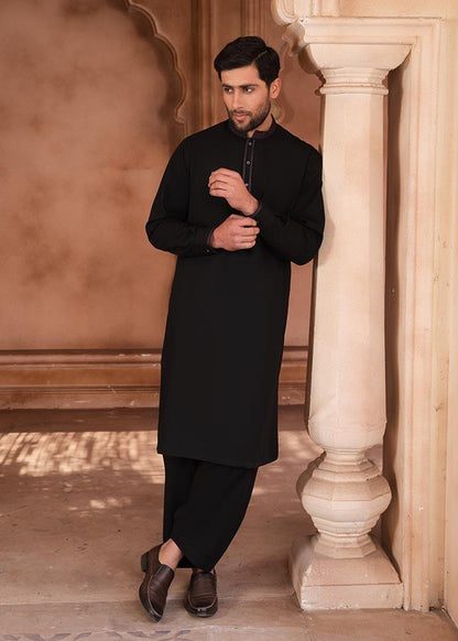 Jet Black Men's Shalwar Kameez – Elegant Traditional Wear